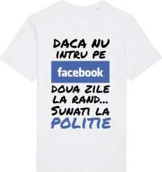 Tricou barbat Printado Casual sunati la politie Bumbac Regular fit Alb L INTL 