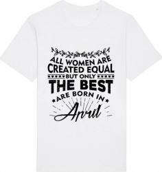 Tricou barbat Printado Casual the best women are born in april Bumbac Regular fit Alb M INTL 