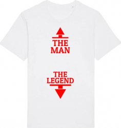 Tricou barbat Printado Casual the man the legend Bumbac Regular fit Alb S INTL 