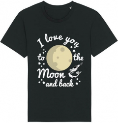 Tricou barbat Printado Casual to the moon and back Bumbac Regular fit Negru S INTL 