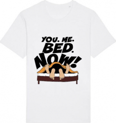 Tricou barbat Printado Casual you me bed now Bumbac Regular fit Alb M INTL 