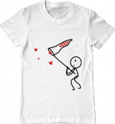 Tricou barbat Printado catching love 1 Bumbac Regular fit Alb 3XL INTL 