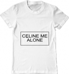 Tricou barbat Printado celine me alone Bumbac Regular fit Alb M INTL 