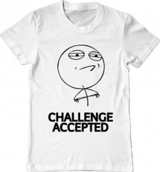 Tricou barbat Printado challenge accepted Bumbac Regular fit Alb M INTL