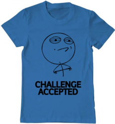 Tricou barbat Printado challenge accepted Bumbac Regular fit Albastru azuriu 3XL INTL 