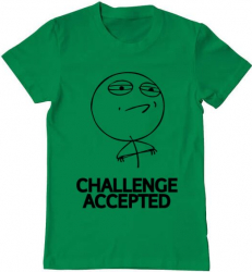 Tricou barbat Printado challenge accepted Bumbac Regular fit Verde mediu 3XL INTL 