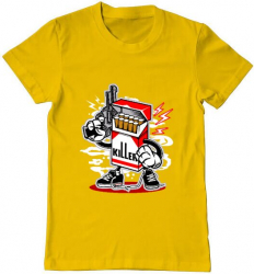 Tricou barbat Printado cigarette killer Bumbac Regular fit Galben M INTL 