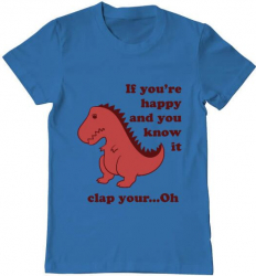 Tricou barbat Printado clap your hands Bumbac Regular fit Albastru azuriu S INTL 