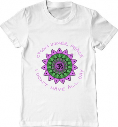 Tricou barbat Printado cmon inner peace Bumbac Regular fit Alb 3XL INTL 