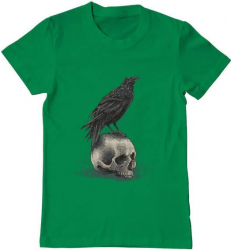 Tricou barbat Printado crow skull Bumbac Regular fit Verde mediu M INTL 