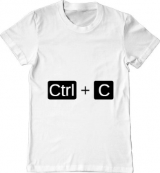 Tricou barbat Printado ctrl copy Bumbac Regular fit Alb 3XL INTL 