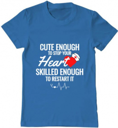 Tricou barbat Printado cute enough Bumbac Regular fit Albastru azuriu 2XL INTL 