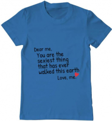 Tricou barbat Printado dear me Bumbac Regular fit Albastru azuriu XL INTL 