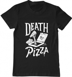 Tricou barbat Printado death by pizza Bumbac Regular fit Negru S INTL 
