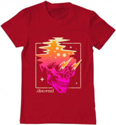 Tricou barbat Printado distorted Bumbac Regular fit Rosu 3XL INTL 