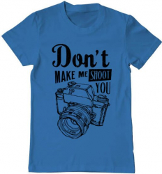 Tricou barbat Printado dont make me shoot you Bumbac Regular fit Albastru azuriu L INTL 