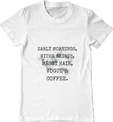 Tricou barbat Printado early mornings Bumbac Regular fit Alb 3XL INTL 