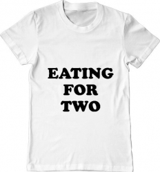 Tricou barbat Printado eating for two Bumbac Regular fit Alb 3XL INTL 