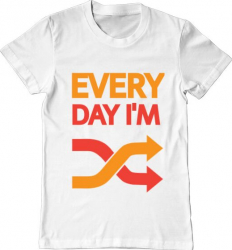Tricou barbat Printado every day im shuffling Bumbac Regular fit Alb 3XL INTL 