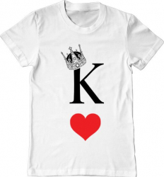 Tricou barbat Printado fancy king Bumbac Regular fit Alb M INTL 