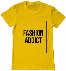 Tricou barbat Printado fashion addict Bumbac Regular fit Galben 2XL INTL 