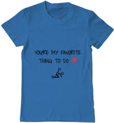 Tricou barbat Printado favorite thing Bumbac Regular fit Albastru azuriu L INTL 