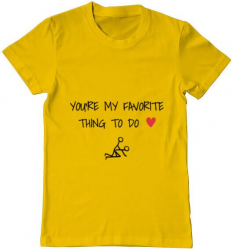 Tricou barbat Printado favorite thing Bumbac Regular fit Galben L INTL 