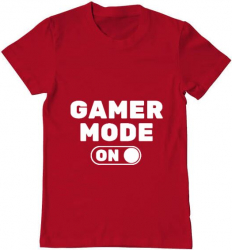 Tricou barbat Printado gamer mode on Bumbac Regular fit Rosu L INTL 