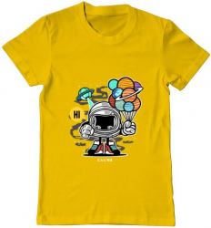 Tricou barbat Printado gift from outer space Bumbac Regular fit Galben S INTL 