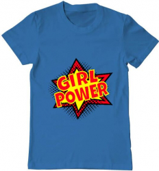 Tricou barbat Printado girl power Bumbac Regular fit Albastru azuriu L INTL 