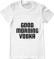 Tricou barbat Printado good morning vodka Bumbac Regular fit Alb 3XL INTL 