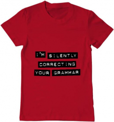 Tricou barbat Printado grammar nazi Bumbac Regular fit Rosu XL INTL 