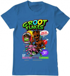 Tricou barbat Printado groot flakes Bumbac Regular fit Albastru azuriu L INTL 