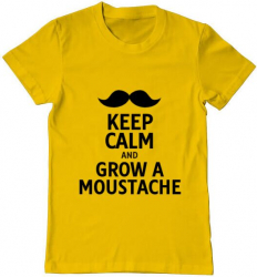 Tricou barbat Printado grow a moustache Bumbac Regular fit Galben S INTL 