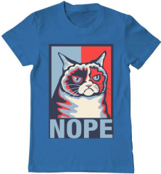 Tricou barbat Printado grumpy cat nope Bumbac Regular fit Albastru azuriu M INTL 
