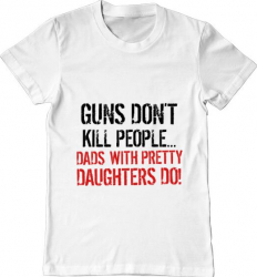 Tricou barbat Printado guns dont kill Bumbac Regular fit Alb 3XL INTL 