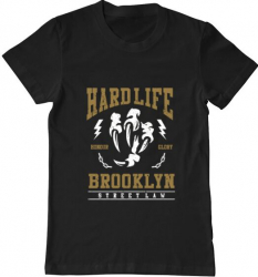 Tricou barbat Printado hard life Bumbac Regular fit Negru L INTL 