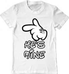 Tricou barbat Printado he is mine Bumbac Regular fit Alb 3XL INTL 