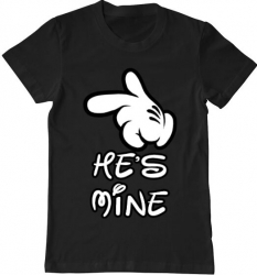 Tricou barbat Printado he is mine Bumbac Regular fit Negru L INTL 