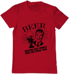 Tricou barbat Printado helping beer Bumbac Regular fit Rosu 3XL INTL 