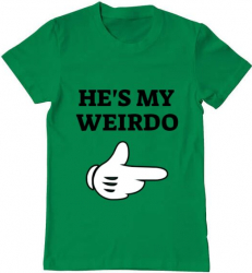 Tricou barbat Printado hes my weirdo Bumbac Regular fit Verde mediu 2XL INTL 