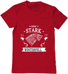 Tricou barbat Printado house stark Bumbac Regular fit Rosu 3XL INTL 