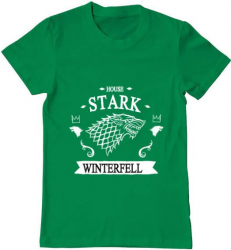 Tricou barbat Printado house stark Bumbac Regular fit Verde mediu 3XL INTL 
