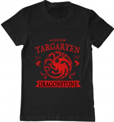 Tricou barbat Printado house targaryen Bumbac Regular fit Negru 3XL INTL 