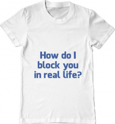 Tricou barbat Printado how do i block you Bumbac Regular fit Alb L INTL 