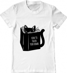 Tricou barbat Printado how to train your human Bumbac Regular fit Alb XL INTL 