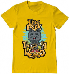 Tricou barbat Printado i am a freak Bumbac Regular fit Galben M INTL 