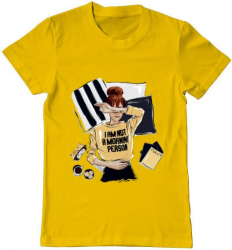 Tricou barbat Printado i am not a morning person Bumbac Regular fit Galben M INTL 