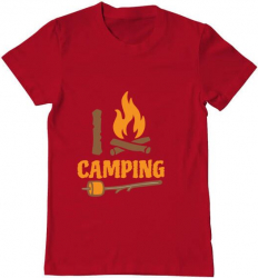 Tricou barbat Printado i love camping Bumbac Regular fit Rosu M INTL 