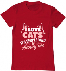 Tricou barbat Printado i love cats Bumbac Regular fit Rosu L INTL 